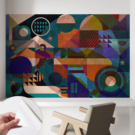 Selbstklebend Tapete - Wandgestaltung - Tapete Wohnzimmer - Flur Eingangsbereich Geometrische Kunst 104x70 cm