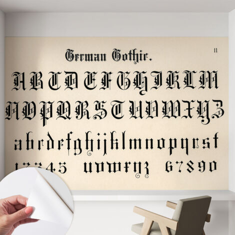 Selbstklebend Tapete - Wandgestaltung - Tapete Wohnzimmer - Flur Eingangsbereich Gotische Buchstaben 152x104 cm