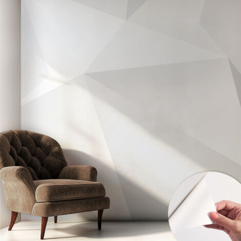 Selbstklebend Tapete - Wandgestaltung - Tapete Wohnzimmer - Flur Eingangsbereich Graue Dreiecke 250x250 cm