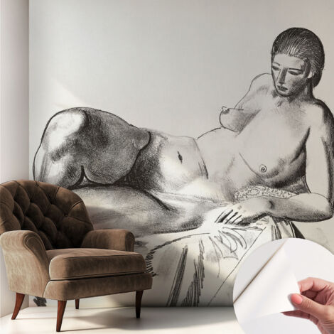 Selbstklebend Tapete - Wandgestaltung - Tapete Wohnzimmer - Flur Eingangsbereich Künstlerischer Akt 250x250 cm