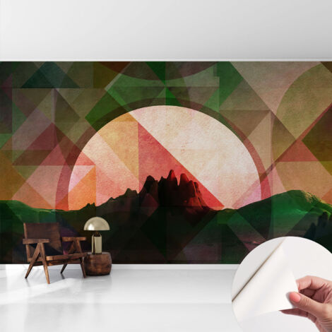 Selbstklebend Tapete - Wandgestaltung - Tapete Wohnzimmer - Flur Eingangsbereich Malerische Hügel 416x254 cm
