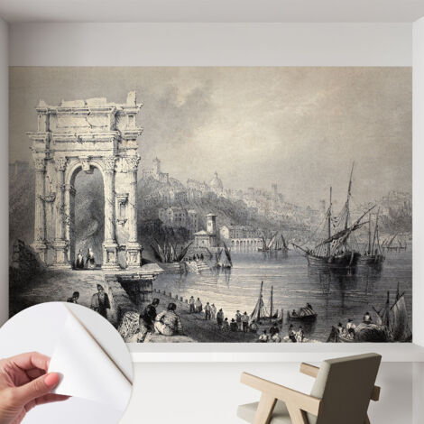 Selbstklebend Tapete - Wandgestaltung - Tapete Wohnzimmer - Flur Eingangsbereich Meereslandschaft 152x104 cm