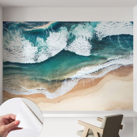 Selbstklebend Tapete - Wandgestaltung - Tapete Wohnzimmer - Flur Eingangsbereich Meereswellen 152x104 cm