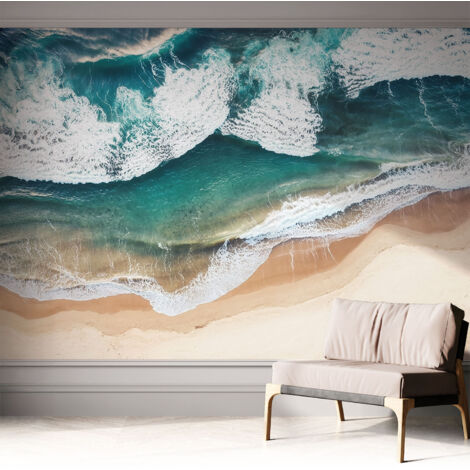 Selbstklebend Tapete - Wandgestaltung - Tapete Wohnzimmer - Flur Eingangsbereich Meereswellen 312x219 cm