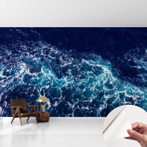 Selbstklebend Tapete - Wandgestaltung - Tapete Wohnzimmer - Flur Eingangsbereich Meereswellen 416x254 cm