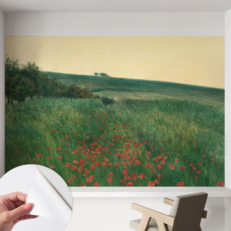Selbstklebend Tapete - Wandgestaltung - Tapete Wohnzimmer - Flur Eingangsbereich Mohnfelder 152x104 cm