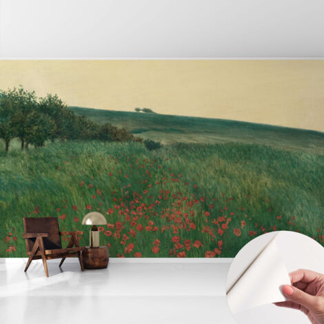 Selbstklebend Tapete - Wandgestaltung - Tapete Wohnzimmer - Flur Eingangsbereich Mohnfelder 416x254 cm
