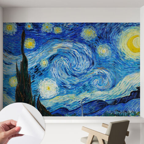 Selbstklebend Tapete - Wandgestaltung - Tapete Wohnzimmer - Flur Eingangsbereich Nacht Himmel 152x104 cm