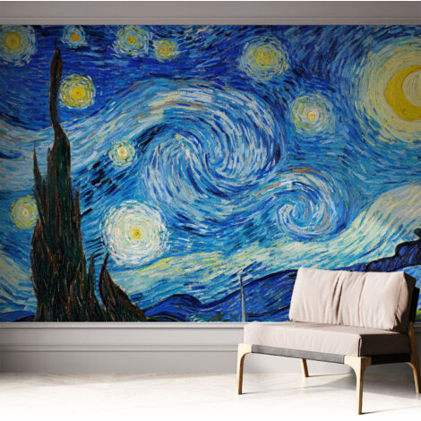 Selbstklebend Tapete - Wandgestaltung - Tapete Wohnzimmer - Flur Eingangsbereich Nacht Himmel 312x219 cm