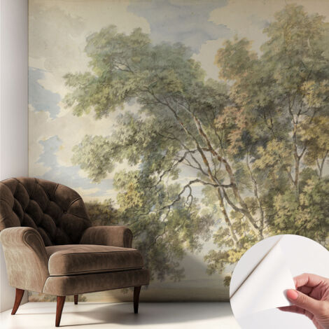 Selbstklebend Tapete - Wandgestaltung - Tapete Wohnzimmer - Flur Eingangsbereich Romantische Natur 250x250 cm