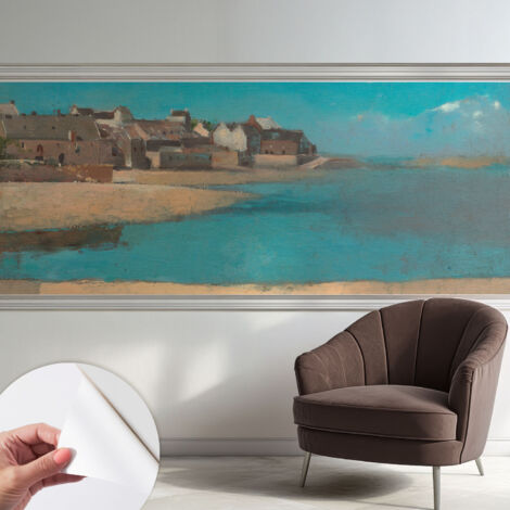 Selbstklebend Tapete - Wandgestaltung - Tapete Wohnzimmer - Flur Eingangsbereich Ruhiges Dorf 250x104 cm