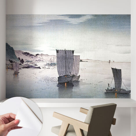 Selbstklebend Tapete - Wandgestaltung - Tapete Wohnzimmer - Flur Eingangsbereich Segelkulisse 104x70 cm