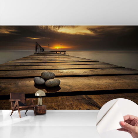 Selbstklebend Tapete - Wandgestaltung - Tapete Wohnzimmer - Flur Eingangsbereich Sonnenuntergang 416x254 cm