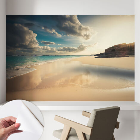Selbstklebend Tapete - Wandgestaltung - Tapete Wohnzimmer - Flur Eingangsbereich Sonnige Küste 104x70 cm
