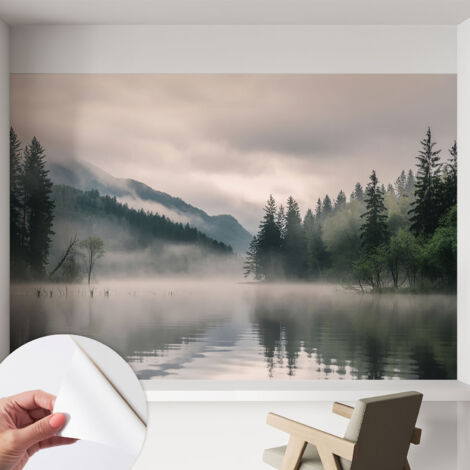 Selbstklebend Tapete - Wandgestaltung - Tapete Wohnzimmer - Flur Eingangsbereich Stimmungsvoller See 152x104 cm