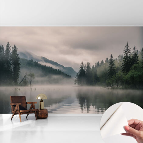 Selbstklebend Tapete - Wandgestaltung - Tapete Wohnzimmer - Flur Eingangsbereich Stimmungsvoller See 416x254 cm