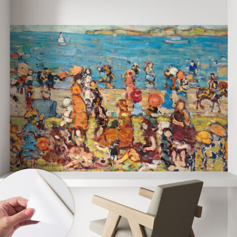 Selbstklebend Tapete - Wandgestaltung - Tapete Wohnzimmer - Flur Eingangsbereich Strandszene 104x70 cm