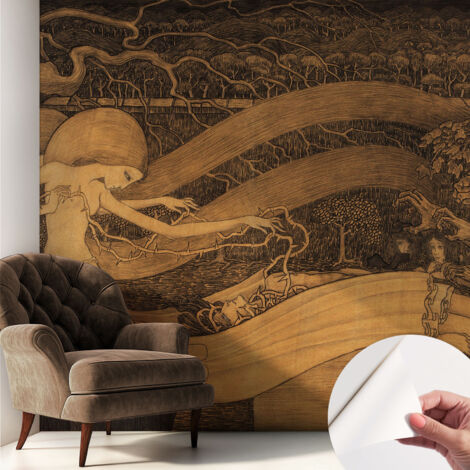 Selbstklebend Tapete - Wandgestaltung - Tapete Wohnzimmer - Flur Eingangsbereich Surrealistische Figuren 250x250 cm