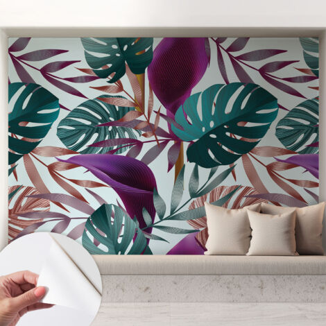 Selbstklebend Tapete - Wandgestaltung - Tapete Wohnzimmer - Flur Eingangsbereich Tropische Komposition 208x146 cm