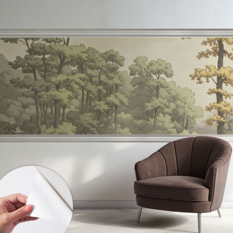 Selbstklebend Tapete - Wandgestaltung - Tapete Wohnzimmer - Flur Eingangsbereich Waldidylle 250x104 cm