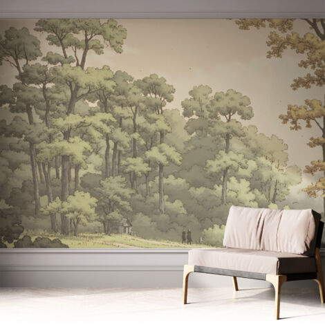 Selbstklebend Tapete - Wandgestaltung - Tapete Wohnzimmer - Flur Eingangsbereich Waldidylle 312x219 cm