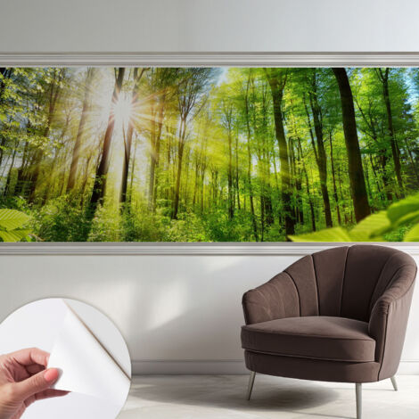 Selbstklebend Tapete - Wandgestaltung - Tapete Wohnzimmer - Flur Eingangsbereich Waldlicht 250x104 cm