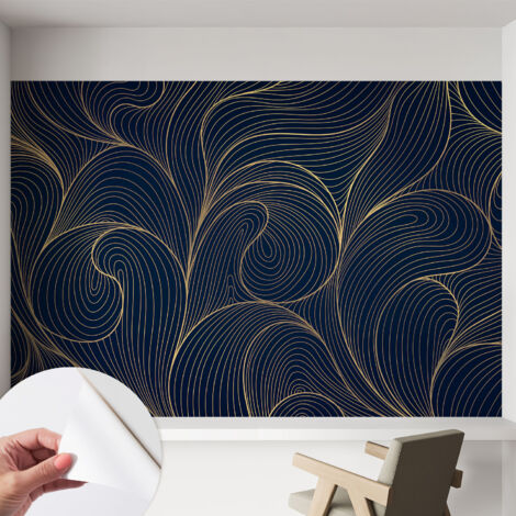 Selbstklebend Tapete - Wandgestaltung - Tapete Wohnzimmer - Flur Eingangsbereich Wellenmotiv 152x104 cm