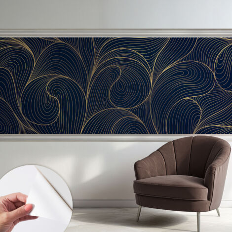 Selbstklebend Tapete - Wandgestaltung - Tapete Wohnzimmer - Flur Eingangsbereich Wellenmotiv 250x104 cm