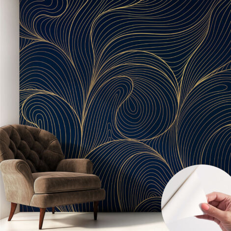 Selbstklebend Tapete - Wandgestaltung - Tapete Wohnzimmer - Flur Eingangsbereich Wellenmotiv 250x250 cm