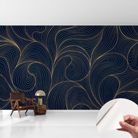 Selbstklebend Tapete - Wandgestaltung - Tapete Wohnzimmer - Flur Eingangsbereich Wellenmotiv 416x254 cm