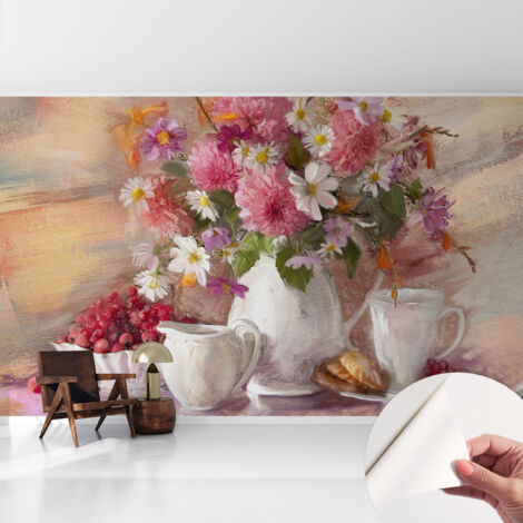 Selbstklebend Tapete - Wandgestaltung - Tapete Wohnzimmer - Flur Eingangsbereich Wiesenblumen 416x254 cm