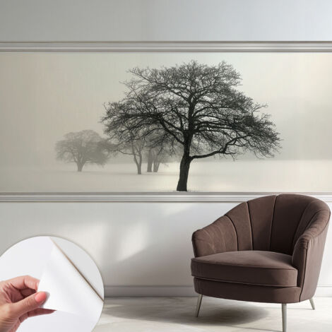Selbstklebend Tapete - Wandgestaltung - Tapete Wohnzimmer - Flur Eingangsbereich Winterbäume 250x104 cm