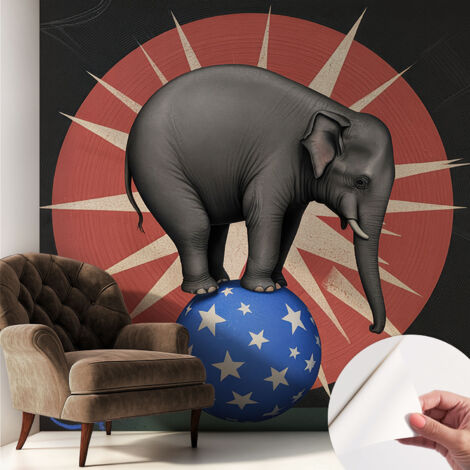 Selbstklebend Tapete - Wandgestaltung - Tapete Wohnzimmer - Flur Eingangsbereich Zirkuselefant 250x250 cm