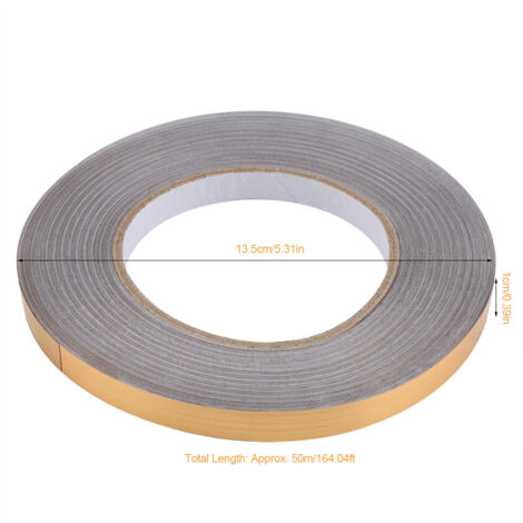 Selbstklebende Fliesen für Böden und Ecken, goldfarbene Fliesendekoration (1 cm x 50 m) zum Schutz und zur Oberflächenveredelung.