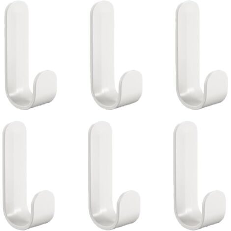 Selbstklebende Haken, 6 Kunststoffhaken, selbstklebende Wandhaken, Handtuchhaken, für Küche, Bad, Wohnzimmer, weiß