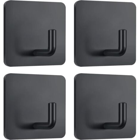 Selbstklebende Haken für Handtücher, zum Aufhängen von Kleidern, Mänteln, Wandhaken, Edelstahl, 4er-Pack (schwarz)