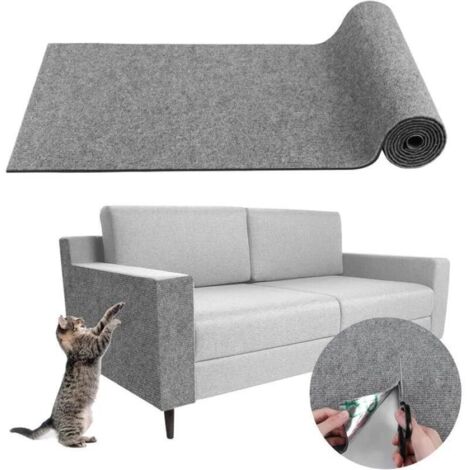 Selbstklebende Katzenkratzmatte 40×200 cm, DIY zuschneidbarer Katzenkratzbaum, schützt Möbel und Sofas - Hellgrau