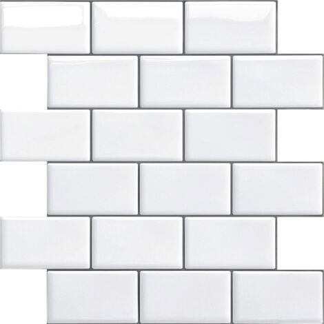 MEMKEY Selbstklebende Rückwand für Küche und Badezimmer, selbstklebende Wandfliesen, weiß selbstklebende Küchenrückwand, wasserdichte selbstklebende Metro 3D-PVC-Wandfliese, 4 Stück (schwarz, 4 Blatt)