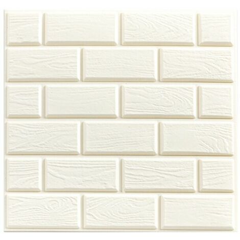 Selbstklebende Schaumklebetapete 3D wasserfeste Tapete 3D dreidimensionale Wandsticker Selbstklebende Tapete (Lackleder) Weiß 32 32cm (10 Stück)