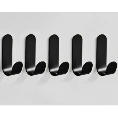 Selbstklebende schwarze Aluminium-Wandhaken, 5er-Set, für Bad und Küche, modernes Design