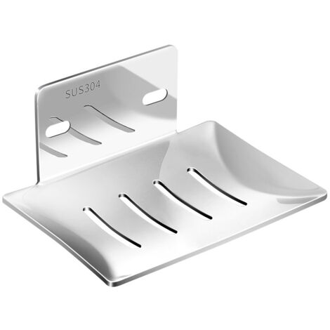Selbstklebende Seifenschale für die Dusche, Seifenhalter aus Aluminium fürs Badezimmer, schwarz