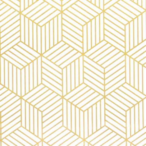 Selbstklebende Tapete mit goldenen sechseckigen geometrischen Streifen, selbstklebende Möbeltapete, goldweiß, 45 x 500 cm, Weihnachtsgeschenkpapier