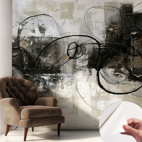 Selbstklebende Tapete modern Wohnzimmer - Wanddeko Schlafzimmer - Tapete mit Motiv Abstrakter Wirbel 250x250 cm