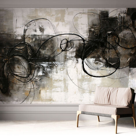 Selbstklebende Tapete modern Wohnzimmer - Wanddeko Schlafzimmer - Tapete mit Motiv Abstrakter Wirbel 312x219 cm