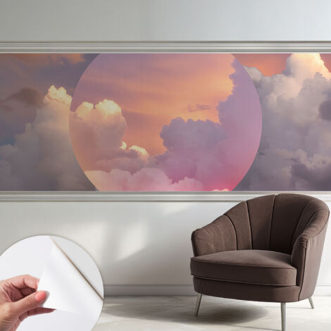 Selbstklebende Tapete modern Wohnzimmer - Wanddeko Schlafzimmer - Tapete mit Motiv Ätherische Wolken 250x104 cm
