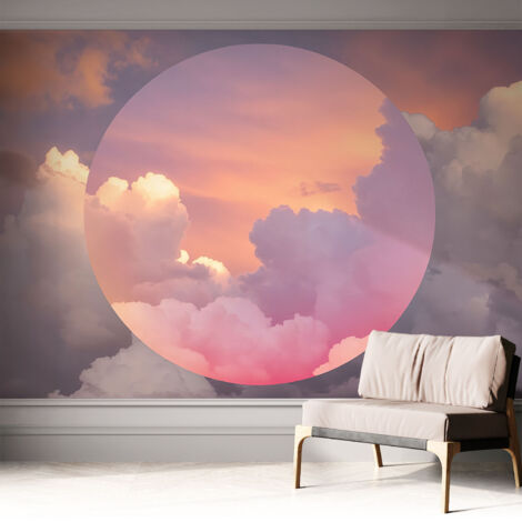 Selbstklebende Tapete modern Wohnzimmer - Wanddeko Schlafzimmer - Tapete mit Motiv Ätherische Wolken 312x219 cm