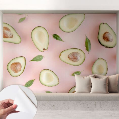 Selbstklebende Tapete modern Wohnzimmer - Wanddeko Schlafzimmer - Tapete mit Motiv Avocado-Komposition 208x146 cm