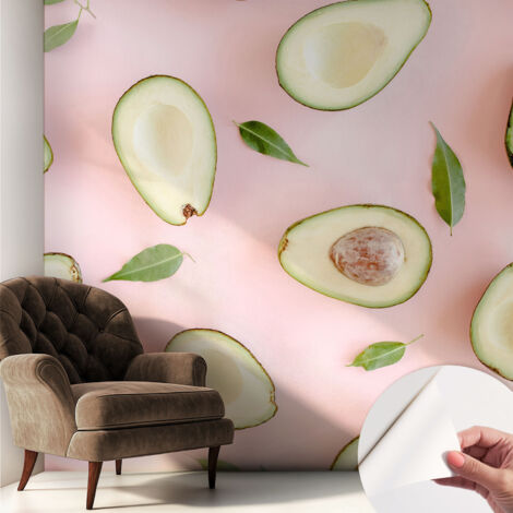 Selbstklebende Tapete modern Wohnzimmer - Wanddeko Schlafzimmer - Tapete mit Motiv Avocado-Komposition 250x250 cm