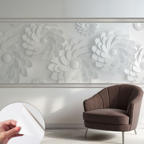 Selbstklebende Tapete modern Wohnzimmer - Wanddeko Schlafzimmer - Tapete mit Motiv Blumeneleganz 250x104 cm