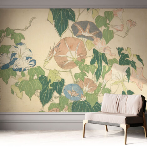 Selbstklebende Tapete modern Wohnzimmer - Wanddeko Schlafzimmer - Tapete mit Motiv Blumeneleganz 312x219 cm